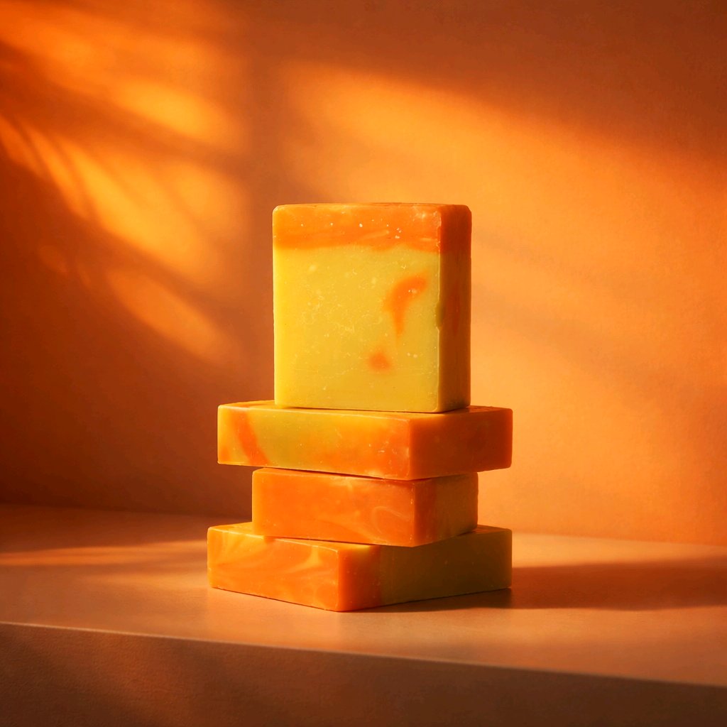 Sunrise Bar Soap Stack in the light of a sunrise