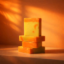 Sunrise Bar Soap Stack in the light of a sunrise