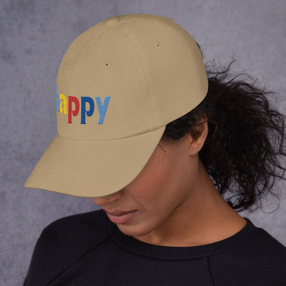 The Happy Hat - Colored Embroidery, 100% Chino Cotton Twill - Vegan America