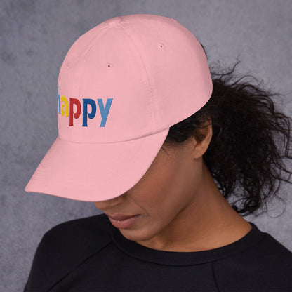 The Happy Hat - Colored Embroidery, 100% Chino Cotton Twill - Vegan America