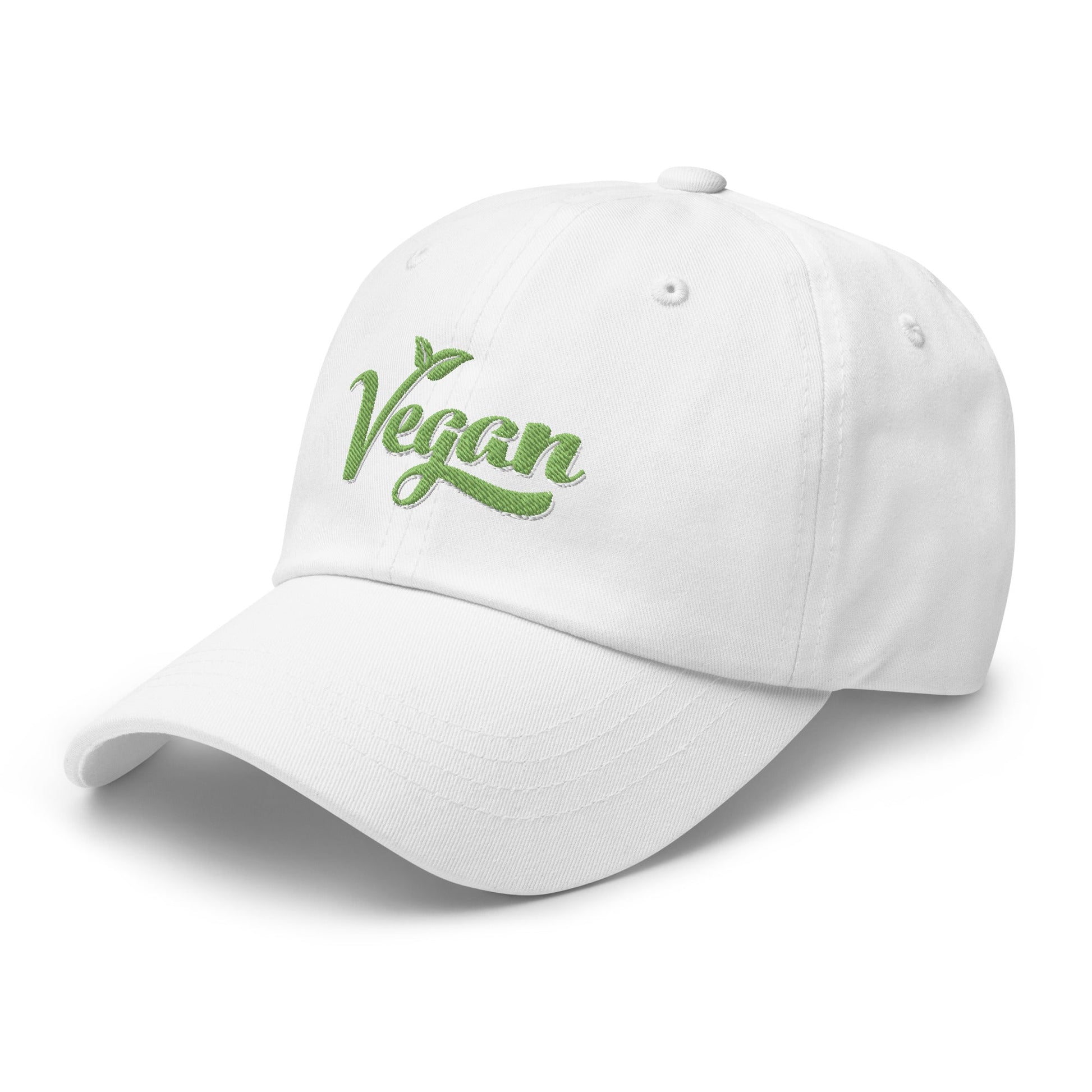 Vegan Hat / Cap With Premium Green and White Stitched Embroidery - Vegan America