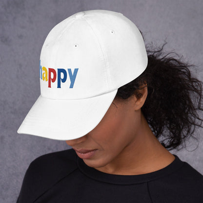 The Happy Hat - Colored Embroidery, 100% Chino Cotton Twill - Vegan America