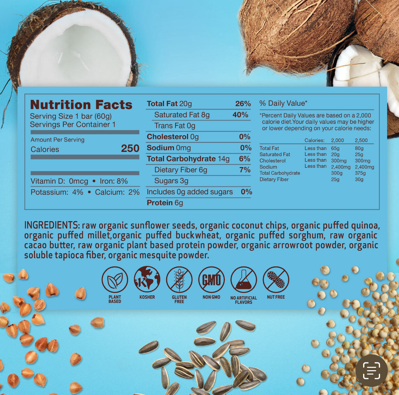 Coconut Vegan Plant Based Protein nutritional Bars