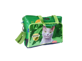 computer bag pet food package green with grey cat - Vegan America