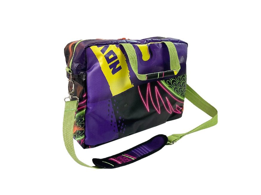 computer bag publicity banner bright purple - Vegan America