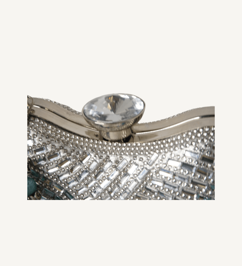 Something Borrowed, Something Blue Heart Shaped Crystal Evening Bag - Vegan America