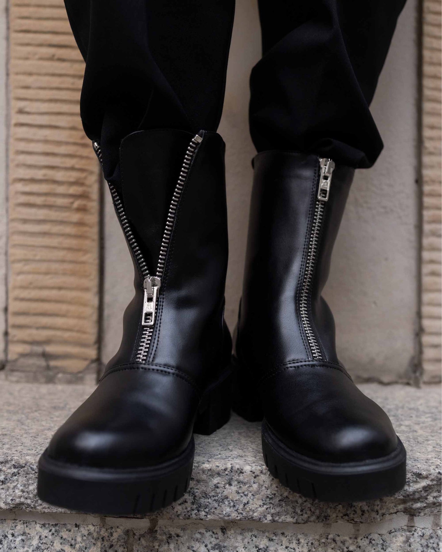 Cyber Boots Black cactus leather ankle boots - Vegan America