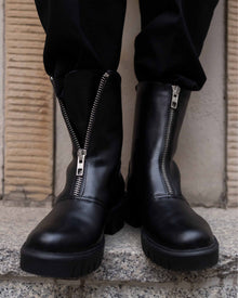 Cyber Boots Black cactus leather ankle boots - Vegan America