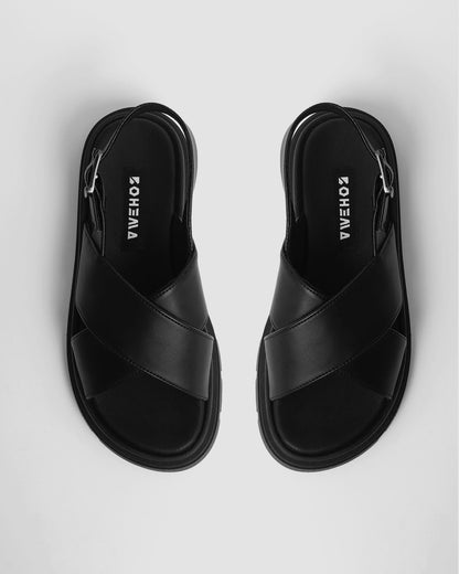 Glare Sandals Black made of vegan corn leather - Vegan America