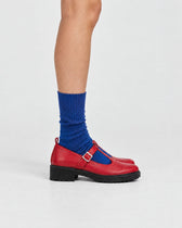 Red Mary Jane shoes women, vegan leather with strap, Curtsy BOHEMA