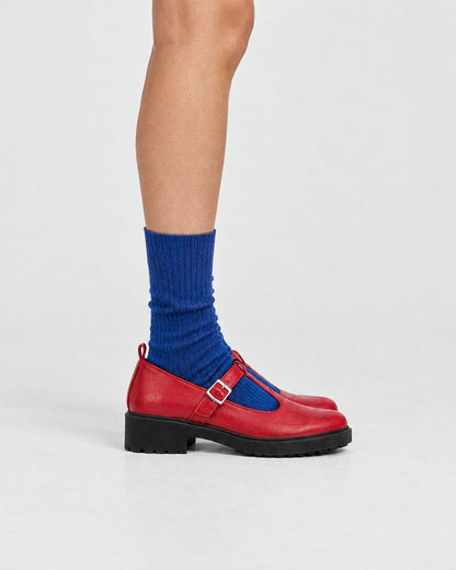 Red Mary Jane shoes women, vegan leather with strap, Curtsy BOHEMA