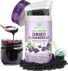 USDA Organic Dried Elderberries with Food-Grade BPA-Free Scoop (Safest Packaging -1lb)