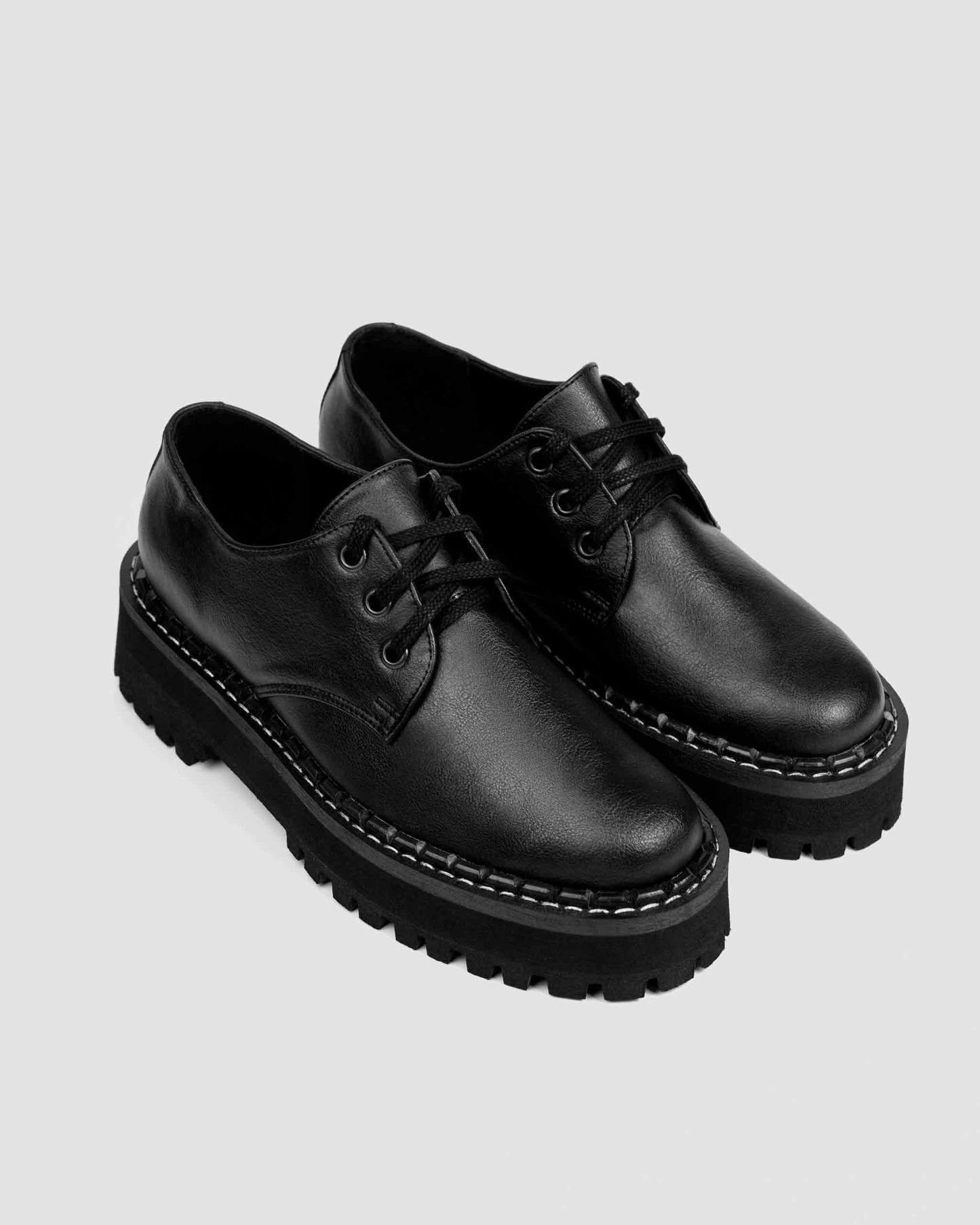 Chunky Derbs Boy Black Vegea grape leather Derby - Vegan America