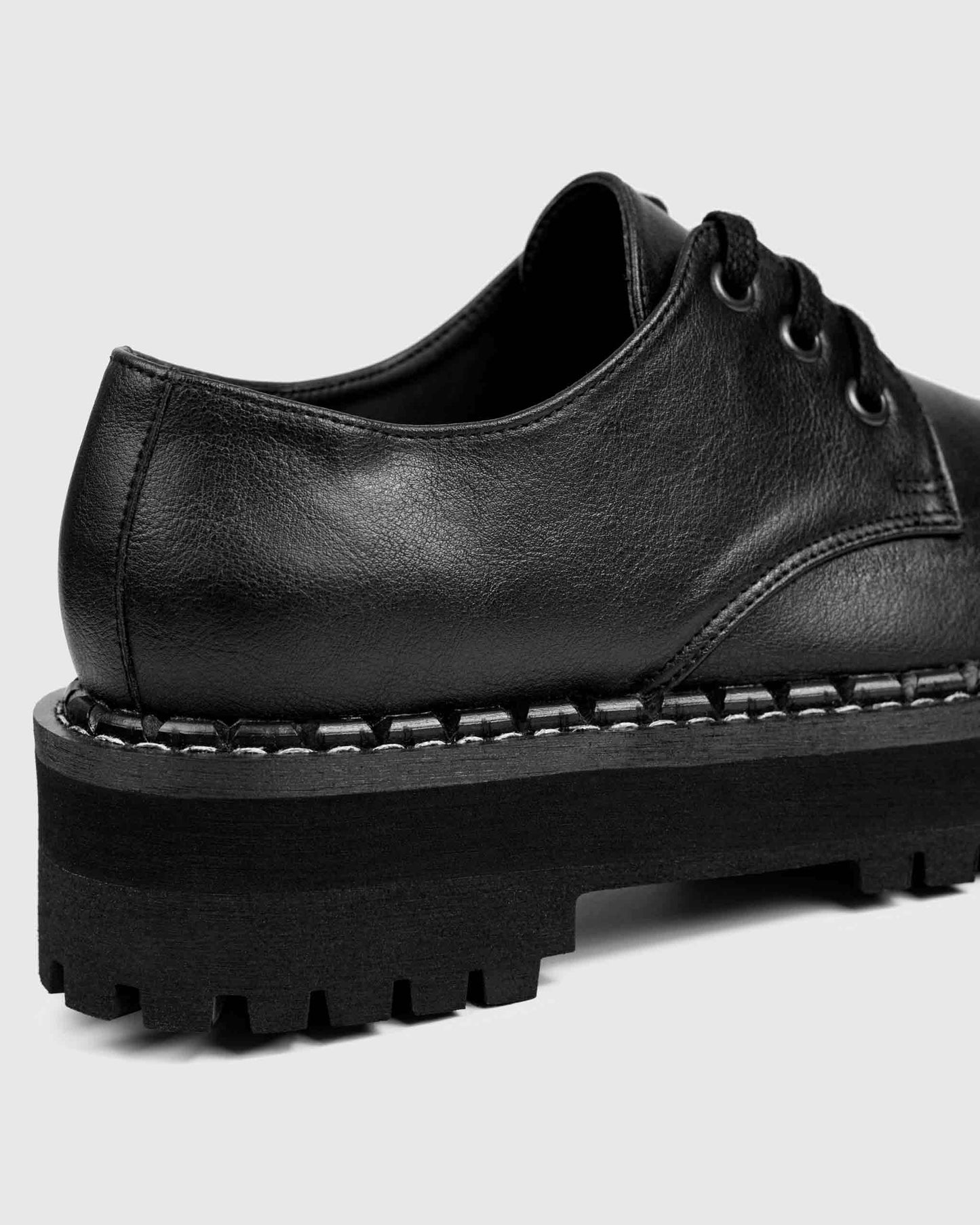 Chunky Derbs Boy Black Vegea grape leather Derby - Vegan America