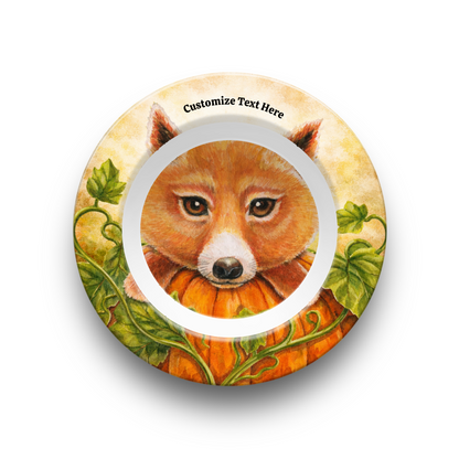 Personalized Plate & Bowl with Fox & Pumpkin – Whimsical Tableware for Everyone