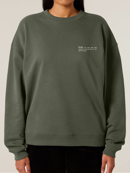 Women's Organic Cotton Signature Oversized Sweatshirt | Pine Green Khaki