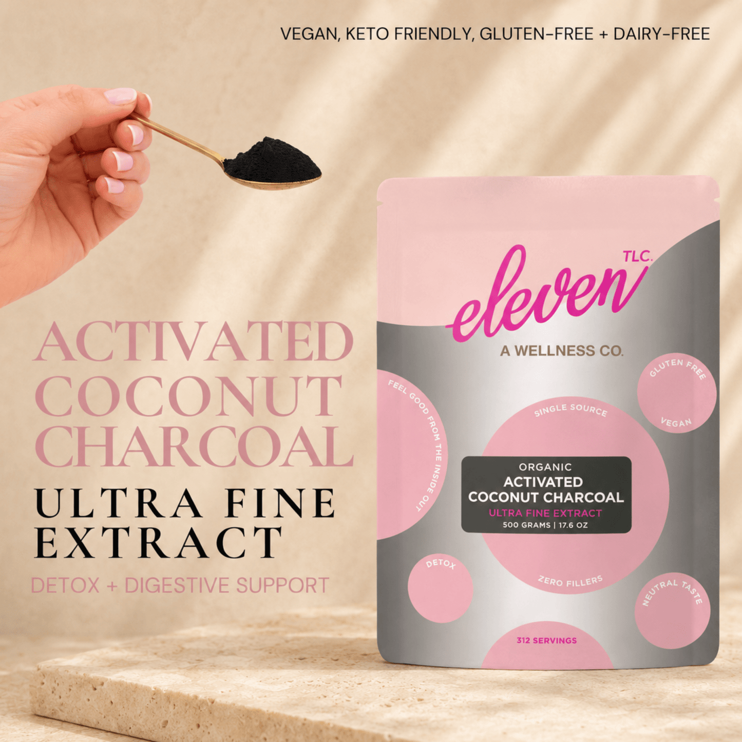 Activated Coconut Charcoal Powder | Food-Grade | 500g - Vegan America