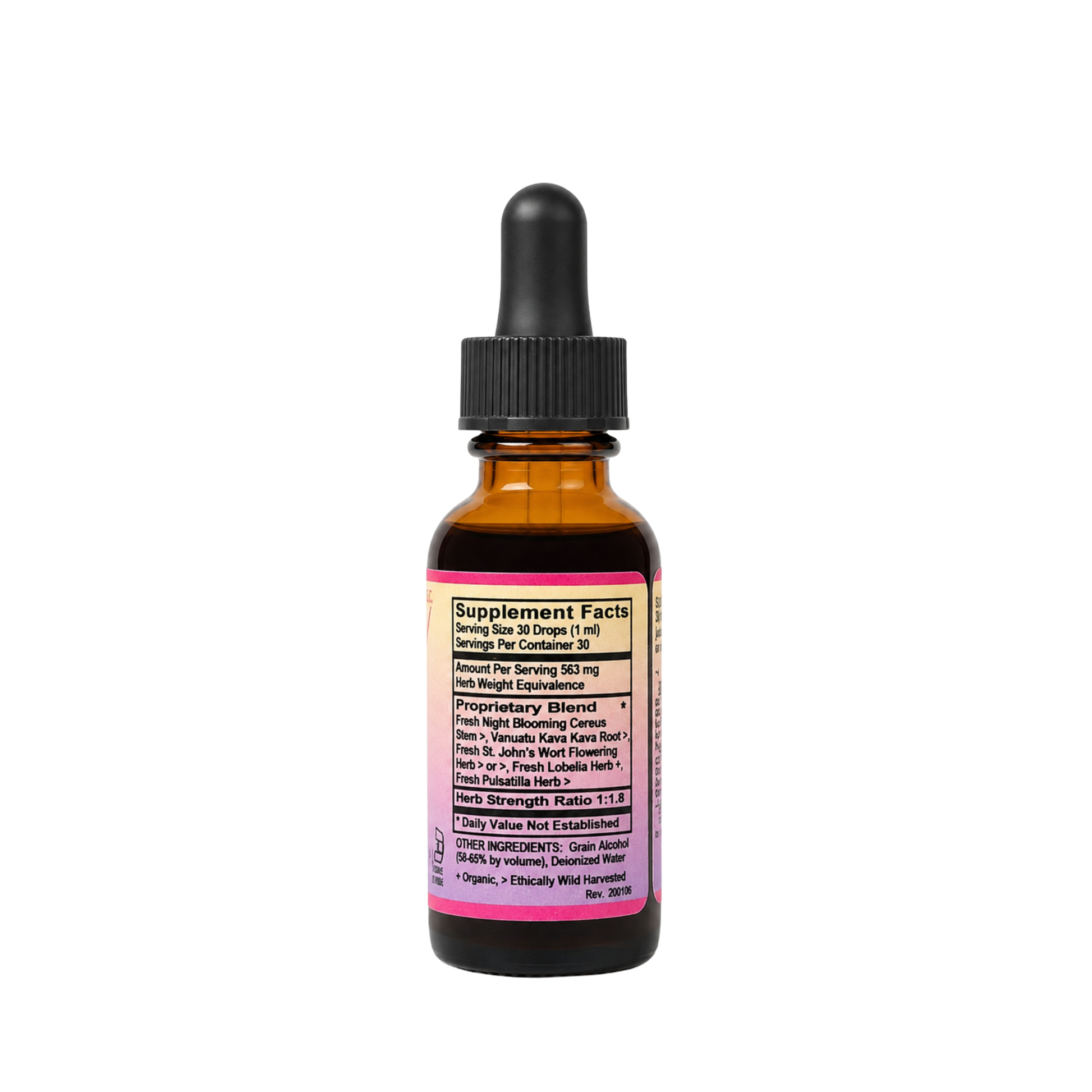 Eleven TLC Anxiet-Ease side panel showing botanical blend ingredients and 1oz volume specification.