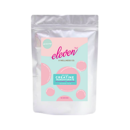 Eleven TLC Creatine Monohydrate 500g pouch, front.