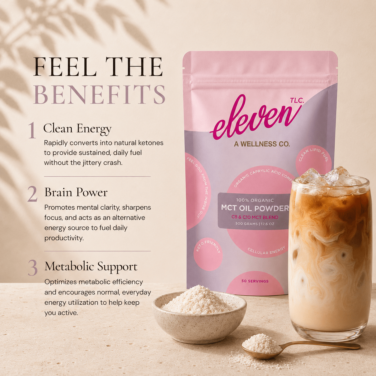 Organic C8/C10 MCT Oil Powder + Acacia Fiber | 500g - Vegan America