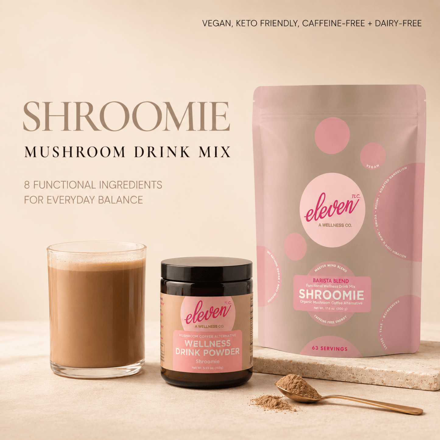 Shroomie 8-Adaptogen Superfood Blend | Caffeine-Free Coffee Alternative - Vegan America