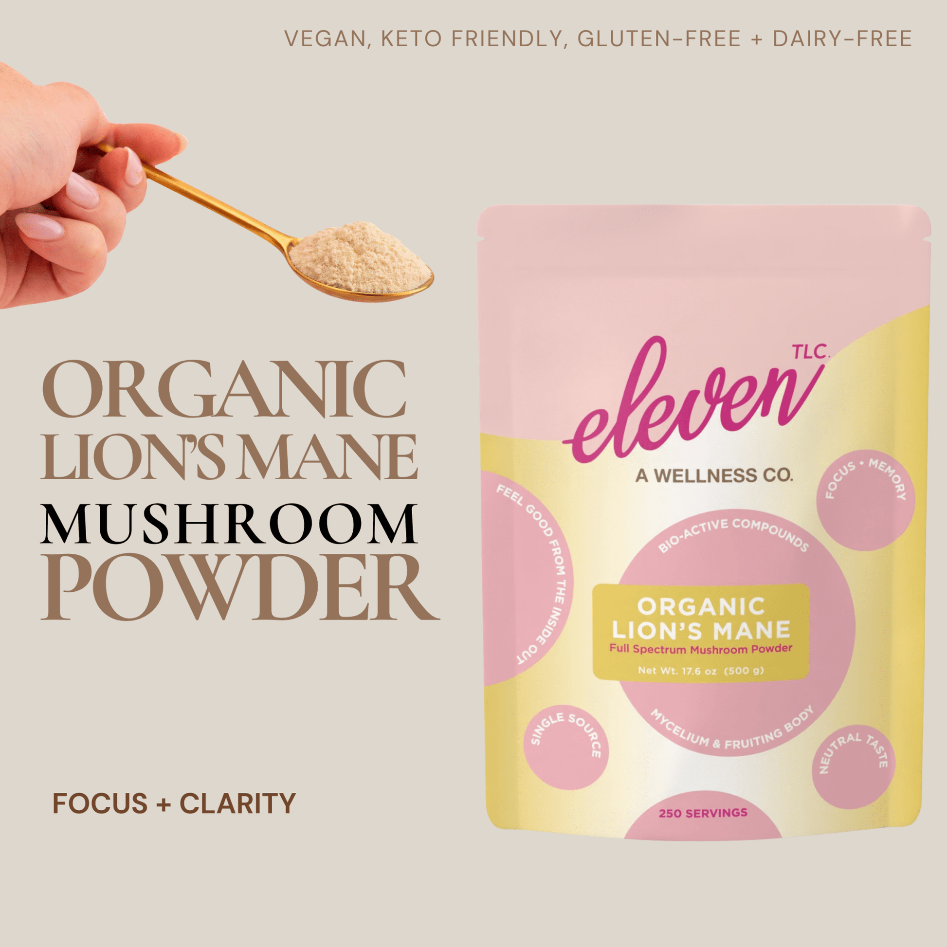 Organic Lion's Mane Mushroom Powder — Foodservice 500g | 250 Servings - Vegan America