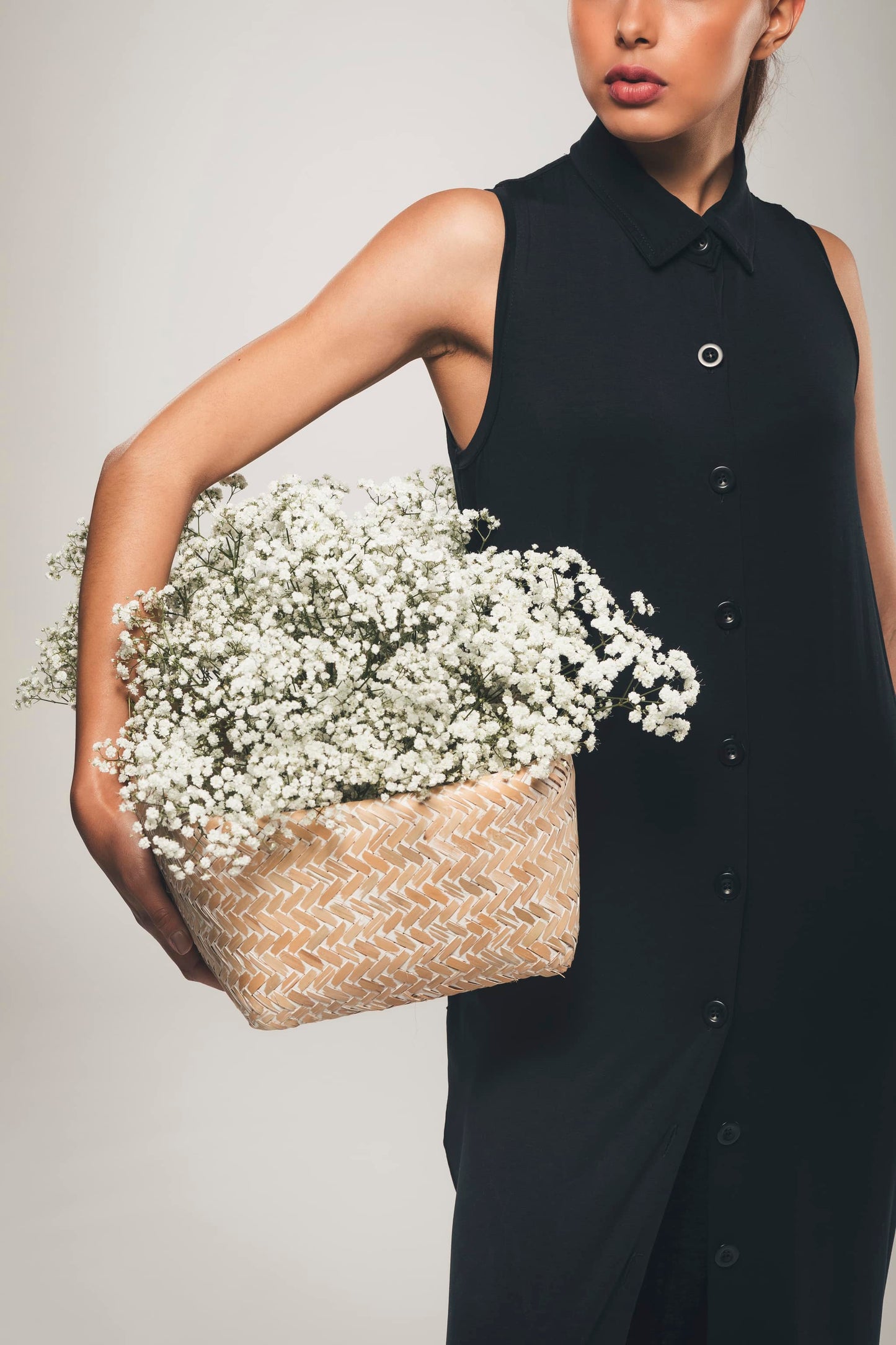 Maxi Sleeveless Shirt Dress in Black - Evelyn