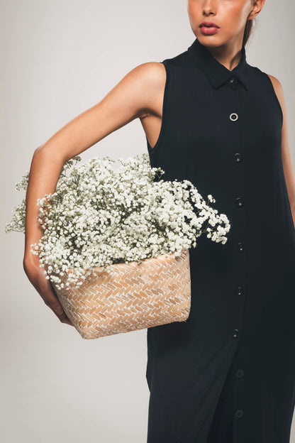 Maxi Sleeveless Shirt Dress in Black - Evelyn