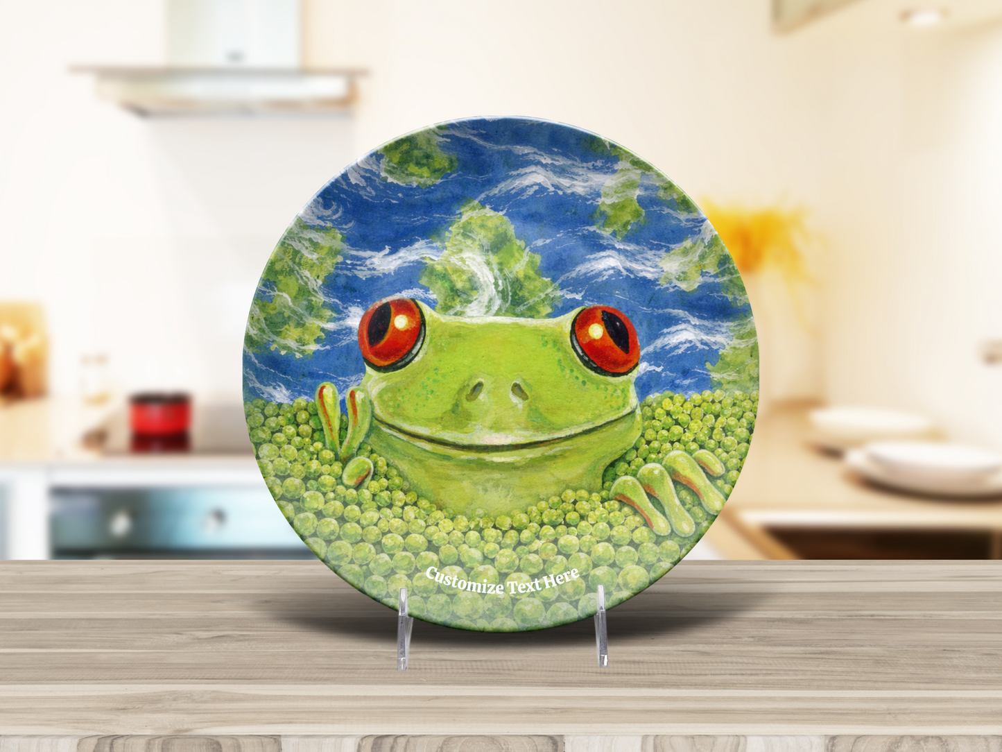 Personalized Plate & Bowl with Frog & Peas – Whimsical Tableware for Everyone