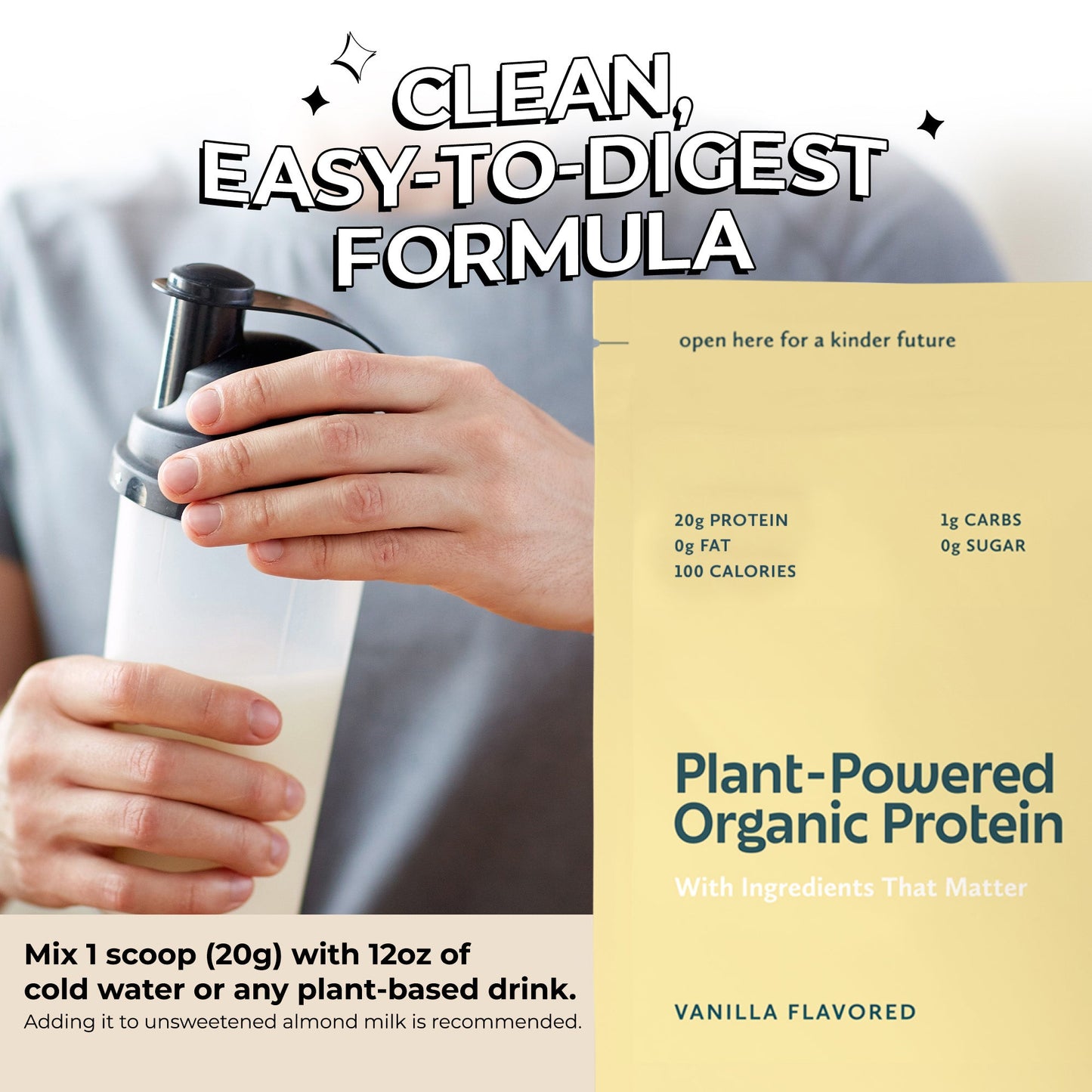 Organic Vegan Protein Powder - Vanilla Flavored