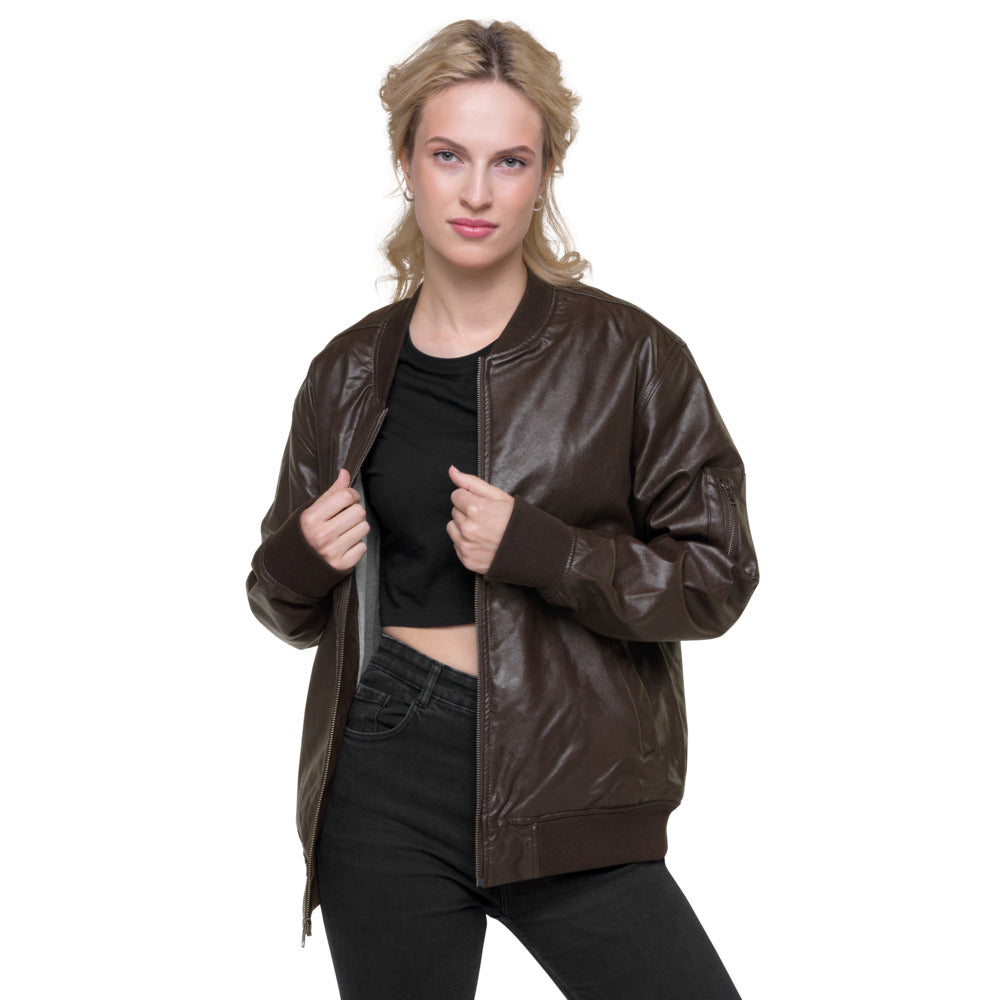 VEGAN "BE KIND" Unisex Embroidered Faux Leather Bomber Jacket