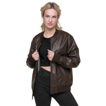 VEGAN "BE KIND" Unisex Embroidered Faux Leather Bomber Jacket