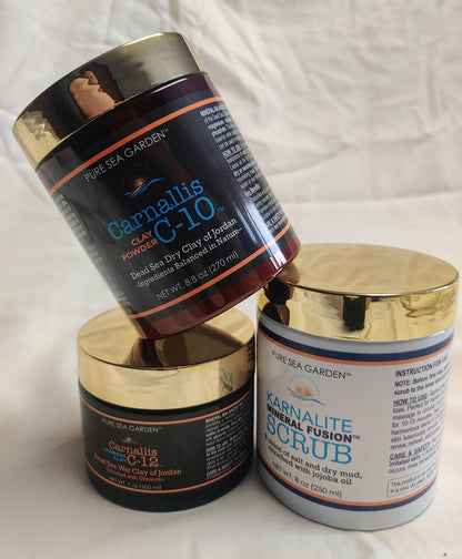3-Step Dead Sea Skin Renewal Set | Carnallis C-12, C-10 & Mineral Scrub - Vegan America
