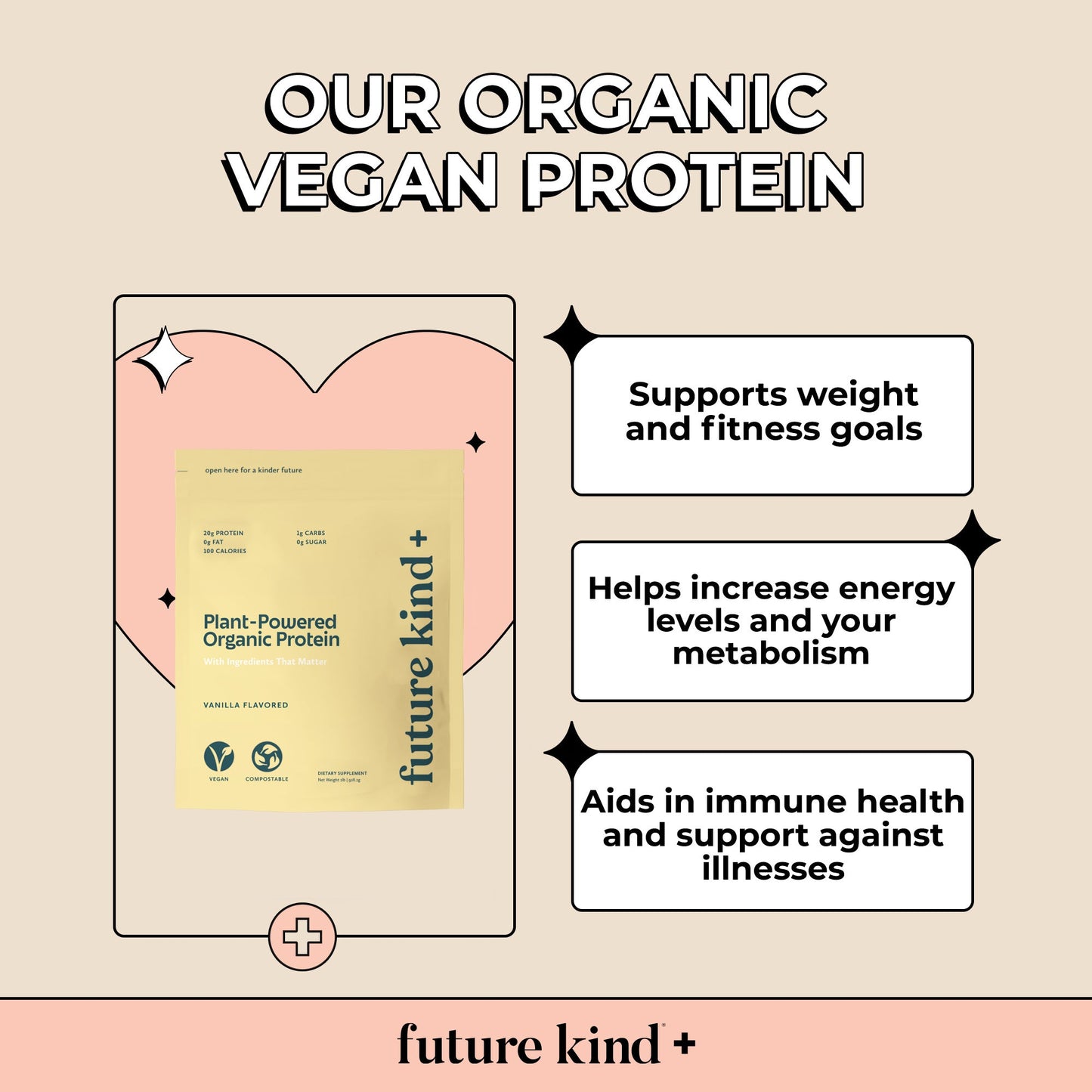 Organic Vegan Protein Powder - Vanilla Flavored