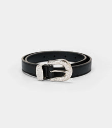 Women’s Vegan Belt with Rock Buckle – Black