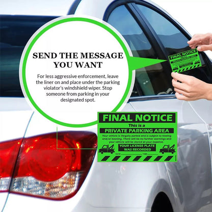 "Final Notice" Green Very Hard to Remove Parking Stickers - Vegan America