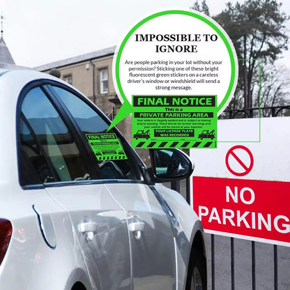 "Final Notice" Green Very Hard to Remove Parking Stickers - Vegan America