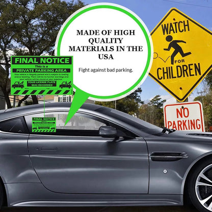 "Final Notice" Green Very Hard to Remove Parking Stickers - Vegan America