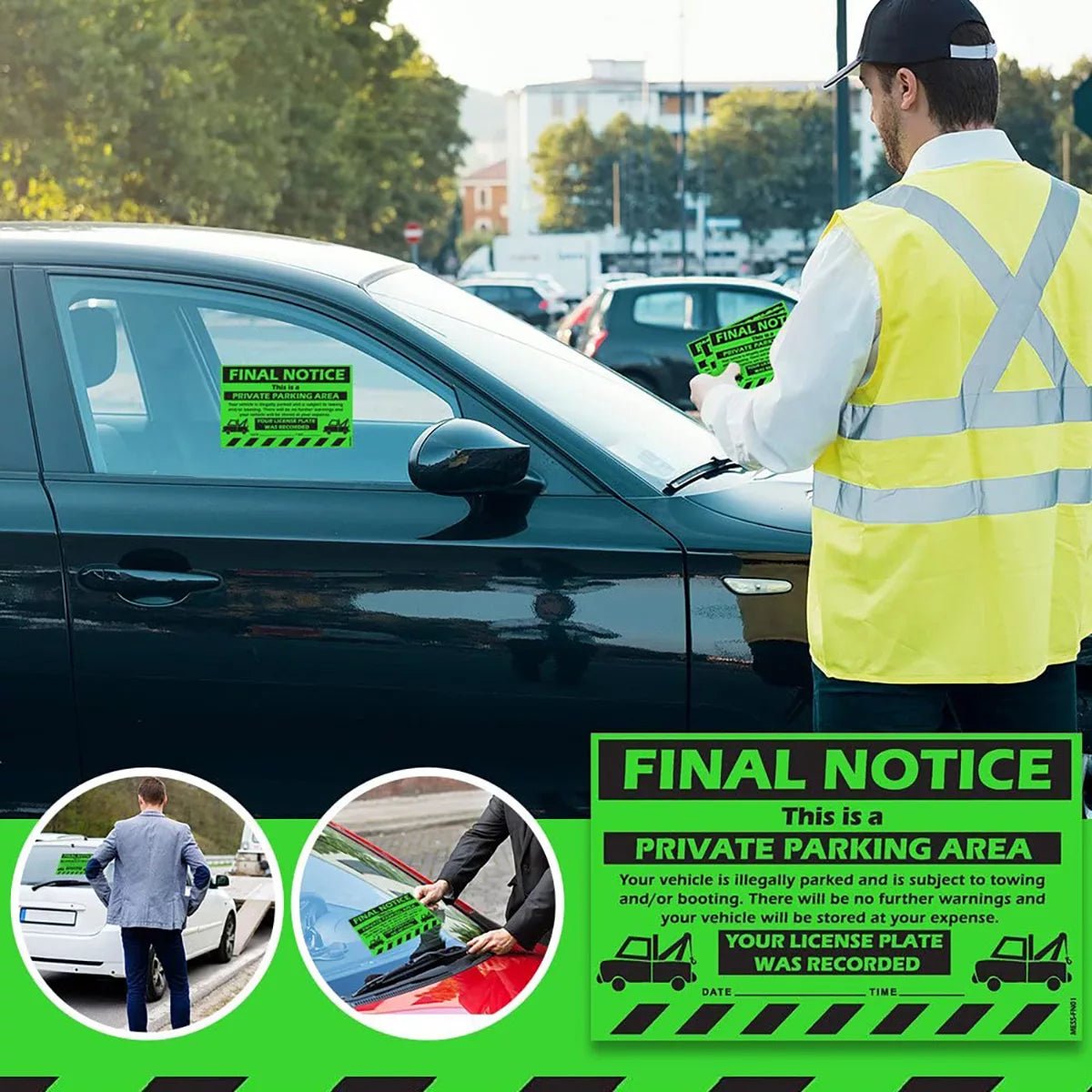 "Final Notice" Green Very Hard to Remove Parking Stickers - Vegan America
