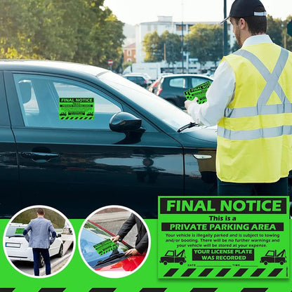 "Final Notice" Green Very Hard to Remove Parking Stickers - Vegan America