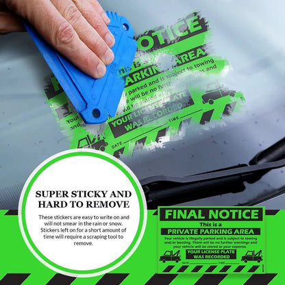 "Final Notice" Green Very Hard to Remove Parking Stickers - Vegan America