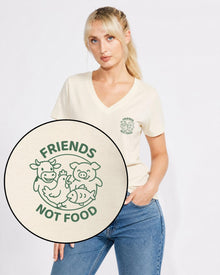 Friends Not Food Women's V Neck T-Shirt - Vegan America