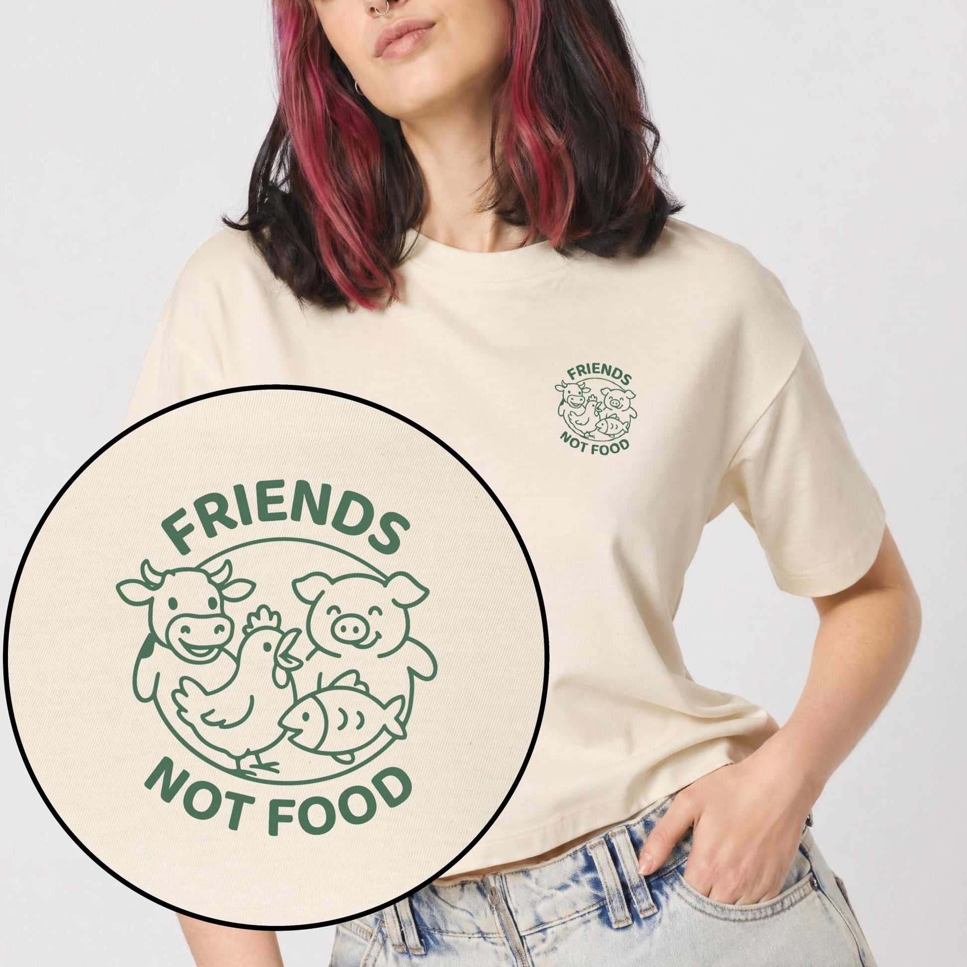 Friends Not Food Women's Boxy T-Shirt - Vegan America