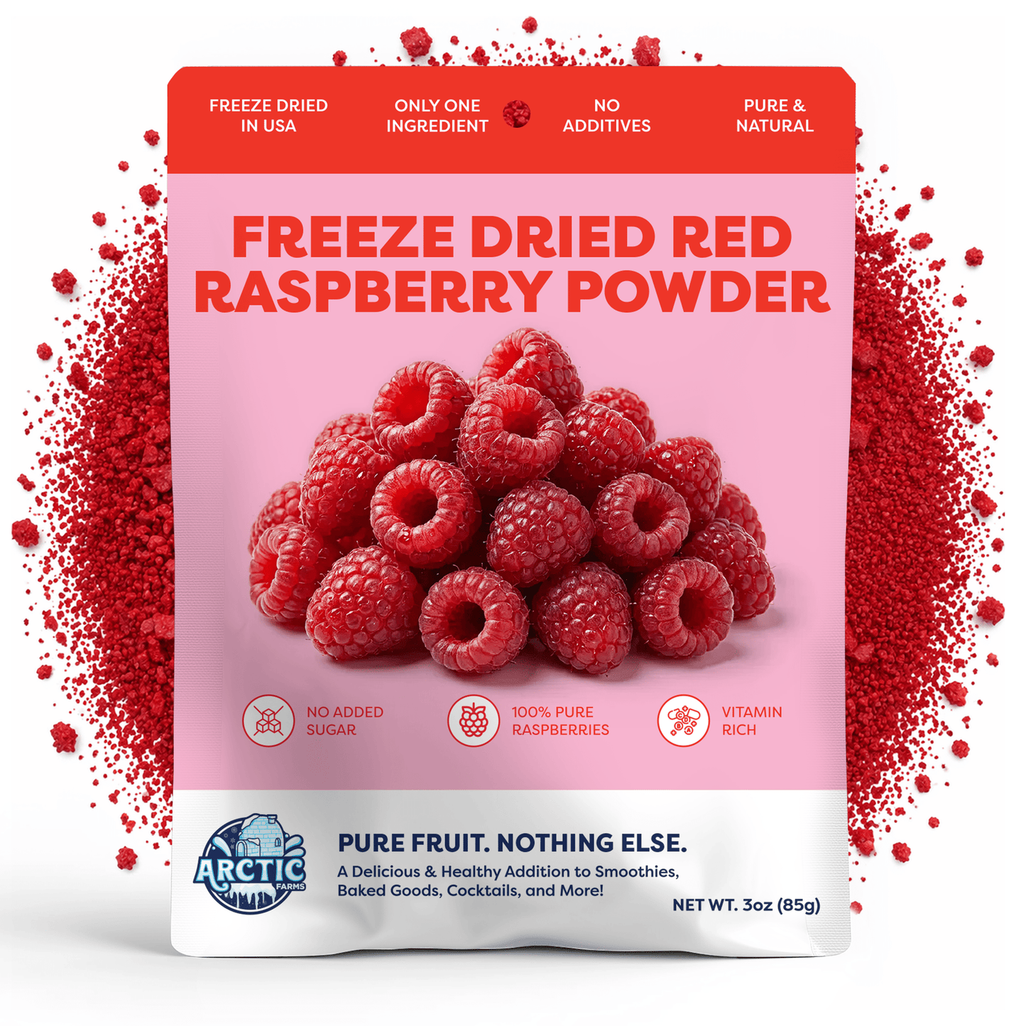 Freeze Dried Red Raspberry Powder - Vegan America