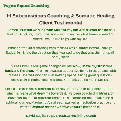 1:1 Subconsious Coaching & Somatic Healing - Vegan America