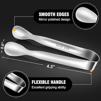 Mini Stainless Steel Tongs to Grab Saffron & Spices – Set of 2 (4.3”)