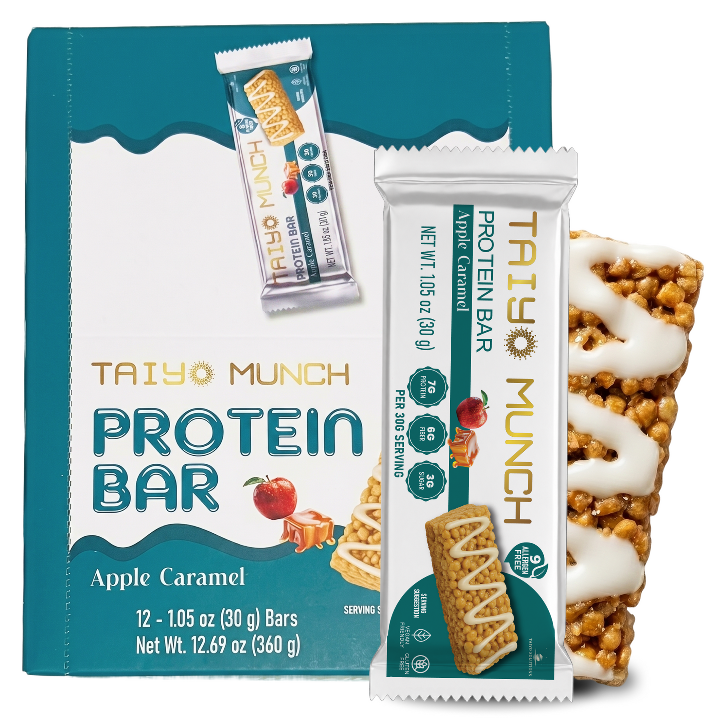 Taiyo Munch - Vegan, GF, Allergen-Free, Kosher Protein Bars - 12-Pack