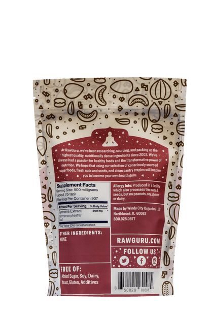 RawGuru Gymnema Sylvestre Leaf Extract - 16 oz - Vegan America