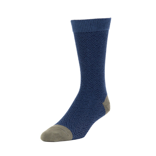 Herringbone Crew Socks in Navy from Zkano