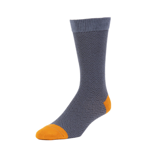 Herringbone Crew Socks in Steel from Zkano